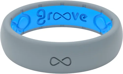 Vista 10 de Groove Life Anillo de silicona sólido y delgado - Anillos de boda de goma transpirables para mujeres, cobertura de por vida, diseño único, anillo