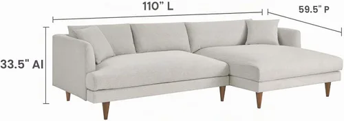 Vista 3 de Modway Sofás Zoya, tejido jaspeado marfil