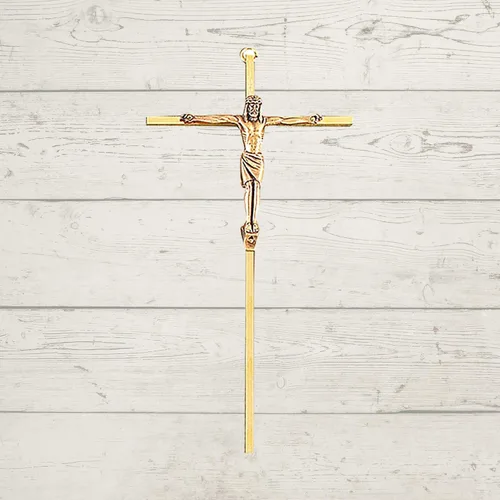 Vista 7 de Crucifijo de metal dorado decorativo colgante de pared, 10 pulgadas
