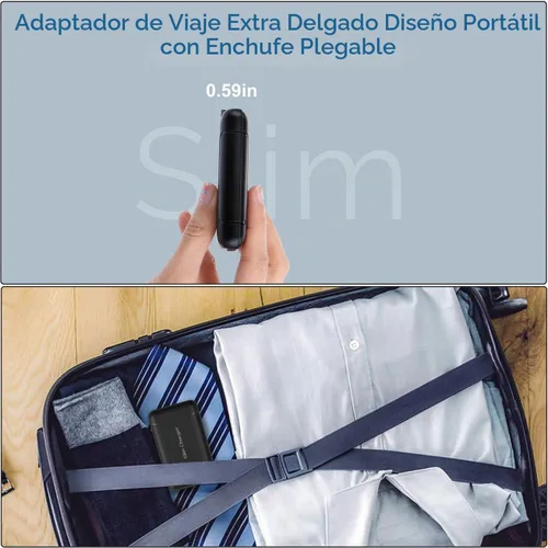 Vista 4 de Cargador de Pared USB Dual Plano, OKRAY Bloque de Carga Rápida 5v/3a con Enchufe Plegable, Adaptador de Cargador de Teléfono Extra-Delgado de 2 Negro