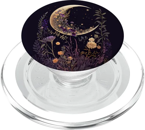 Vista 8 de Boho Moon Wildflower Floral PopGrip intercambiable con fondo morado oscuro