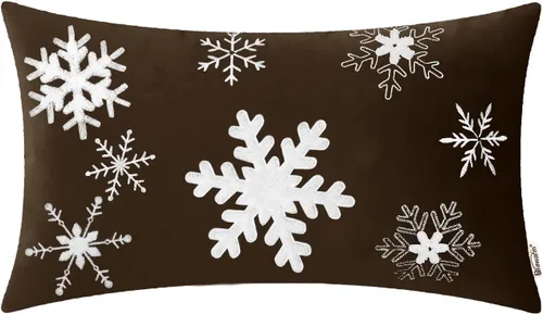 Vista 10 de BRAWARM Christmas Reindeer Pillow Cover 18x18 Black Velvet Embroidered Reno negro