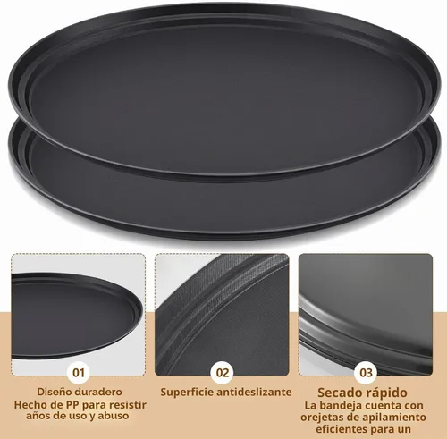 Vista 5 de FillTouch 2 bandejas ovaladas para servir restaurante, 24 x 29 pulgadas Negro