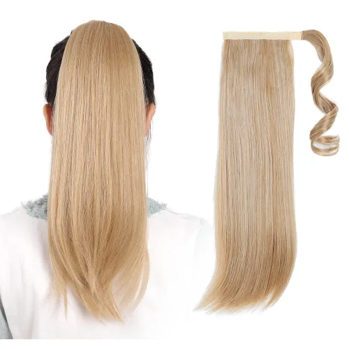 Vista 10 de Extensiones de cabello para cola de caballo, extensión de cola de caballo roja de 16 pulgadas, corta, ondulada, rizada, envolvente, cola de caballo