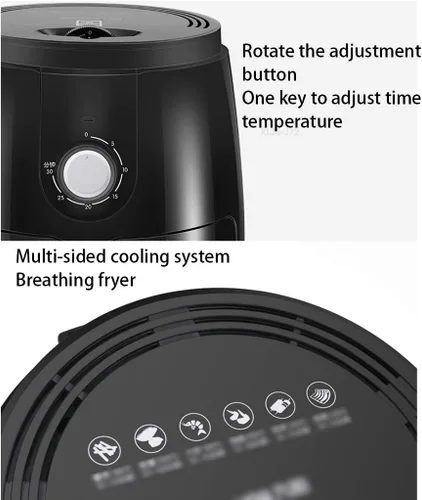 Vista 6 de Freidora de aire eléctrica para el hogar, freidora de aire de gran capacidad, freidora eléctrica automática sin aceite, máquina de papas fritas