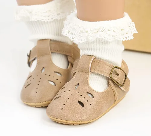 Vista 2 de SOFMUO Zapatos deportivos de cuero con cordones para bebés, niños y niñas, suela de goma suave, mocasines Oxford para recién nacidos