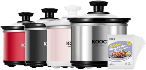 Vista 9 de KOOC Olla de cocción lenta pequeña, 0.60 L, incluye revestimientos gratuitos, olla de cerámica mejorada, reducción de pérdida de nutrientes