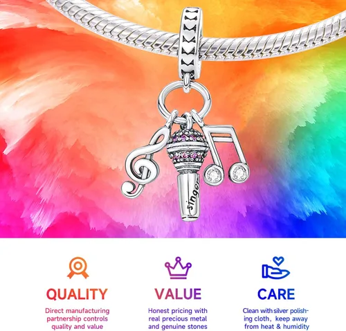Vista 3 de NUJIFFY Cuentas de plata de ley 925 para pulseras y collares, cuentas de cristal para hermana de pasaporte de avión, pulseras de ángulo de corazón