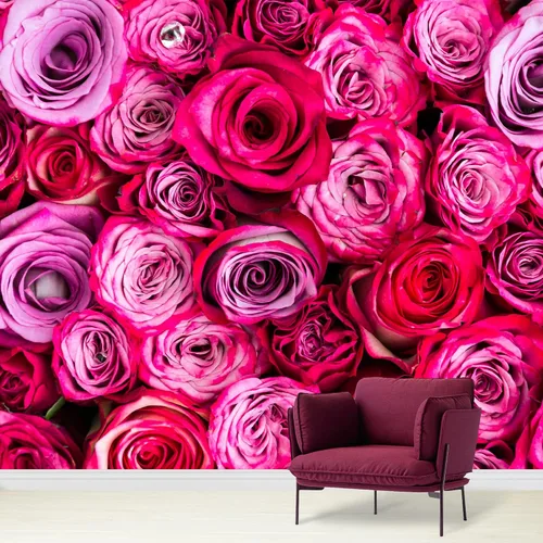 Vista 31 de wall26 Adhesivo mural removible para pared, diseño escénico de flores silvestres rosa, campo de jardín, naturaleza, fotografía, realismo