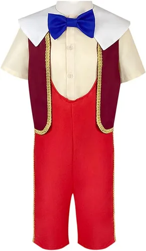 Vista 2 de Disfraz de marioneta para niños, conjunto completo de chaleco con sombrero para disfraces de Halloween