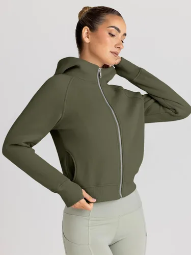 Vista 4 de Trendy Queen Sudaderas con capucha y cremallera para mujer, chaquetas Verde Armada (ArmyGreen)
