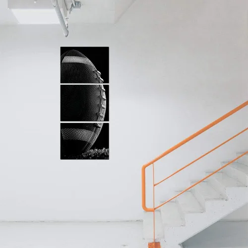 Vista 6 de Arte de pared de entrenamiento de rugby gimnasio, fútbol americano para decoración de pared de habitación de niños, pintura en lienzo negro de 12 x