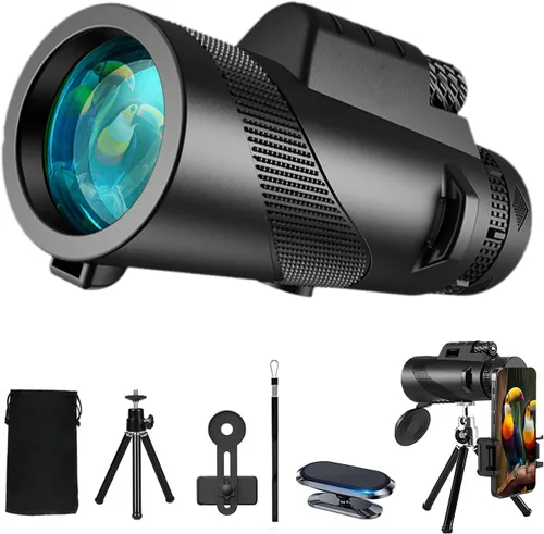 Vista 8 de Telescopio monocular de 80 x 100 de alta potencia con soporte para teléfono inteligente y trípode, monocular de visión más grande de alta definición