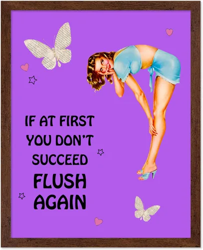 Vista 20 de Poster Master Pin Up Girl Poster - Better Late Than Ugly Print - Butterfly Art - Modern Art - Trendy Art - Gift for Men & Women - Funny Decor for
