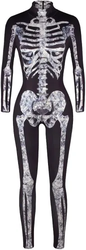 Vista 3 de Esqueleto Jjeuwe de Halloween, traje de cuerpo entero, ajustado, elastizado, para mujer