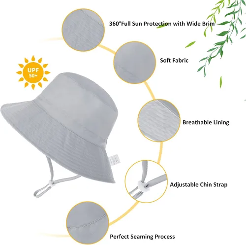 Vista 4 de Zando Toddler Sun Hat for Baby Sun Hats UPF 50+ Adjustable Baby Sun Protection Bucket Hat Toddler Bucket Hats for Boys Girls