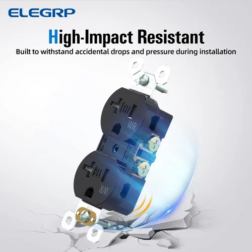 Vista 4 de ELEGRP Receptáculo dúplex con placa de pared, toma de pared eléctrica estándar de 20 A 125 V, resistente a manipulaciones TR y resistente a