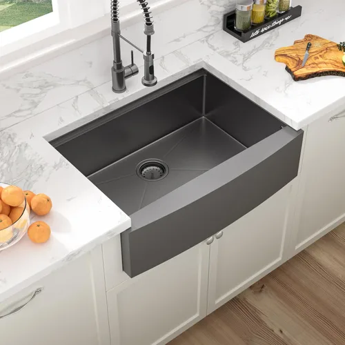 Vista 4 de Sarlai Fregadero de cocina de 30 unidades color negro, 30 x 22 pulgadas, fregadero de cocina de 30 x 22 pulgadas, fregadero de cocina de acero Acero