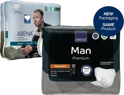 Vista 2 de Abena Man Premium - Protectores de incontinencia (tallas 0 a 2) Fórmula 2, 15 unidades Almohadilla de control de vejiga, macho
