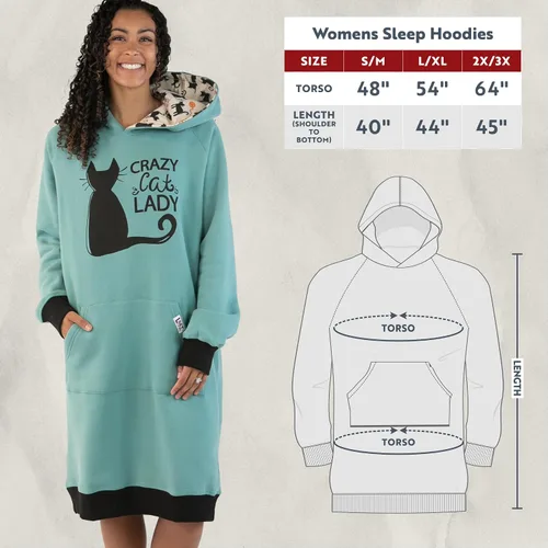 Vista 31 de Lazy One Sudadera con capucha de gran tamaño, ropa de dormir cómoda, vestido de suéter para mujer