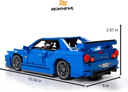 Vista 2 de Initial-d GTRS R34 - Kit de construcción y juguete de construcción con tecnología MOC, modelo coleccionable para adultos, modelo de coche JDM a