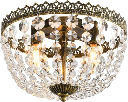 Vista 9 de Candelabro de 3 luces estilo Imperio Francés con cristal K9, iluminación con montaje empotrado para techo, lámpara antigua para comedor, entrada