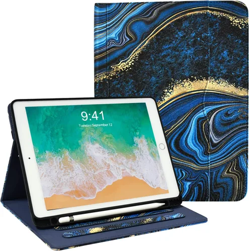 Vista 8 de Zonefoker Fundas para iPad de 6ª generación 2018/2017, iPad Air 2 2014, iPad Air 2013, iPad Pro 9.7 pulgadas 2016 con soporte para lápices, funda