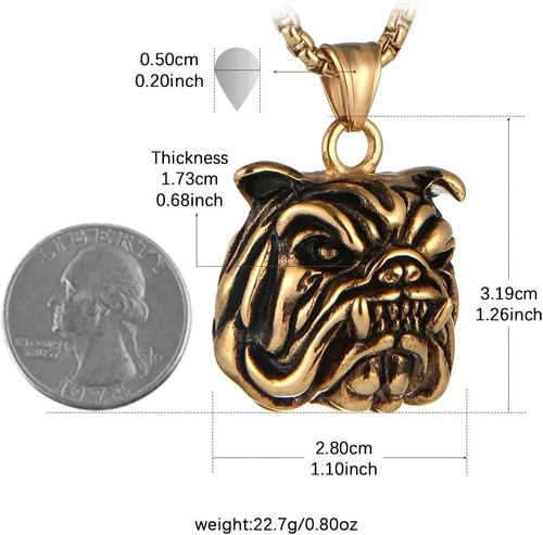 Vista 6 de AsAlways Animal Necklace for Men, with 22"+2" Rolo Chain BULLDOG