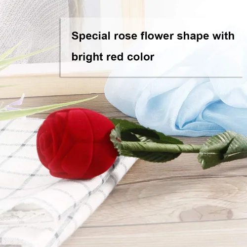 Vista 9 de Caja de almacenamiento de anillo de boda con forma de flor de rosa de moda para pendientes de collar
