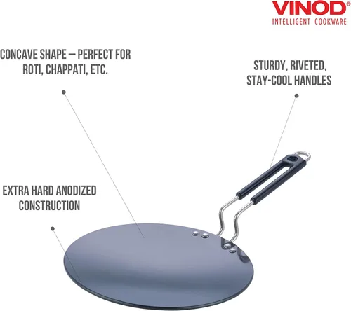 Vista 3 de Vinod Utensilios de Cocina Anodizados Duros Tawa, Negro, 25 cm