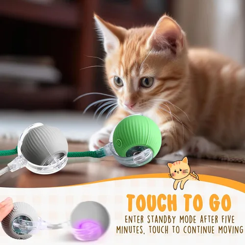 Vista 4 de WinnerWhy Paquete de 6 bolas interactivas para gatos de 360° automáticas, nuevas bolas interactivas recargables regalos para amantes de los gatos