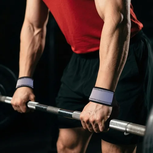 Vista 7 de Pink Blue Gradient Lift Straps 26" Power Workouts Deadlift Wrist Straps for Weightlifting, Bodybuilding, Powerlifting, Strength Training