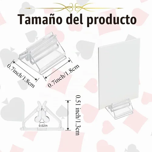 Vista 2 de 80 soportes para tarjetas de plástico translúcido para manualidades, soportes de números de mesa de 0.7 pulgadas, clips de tablero de papel