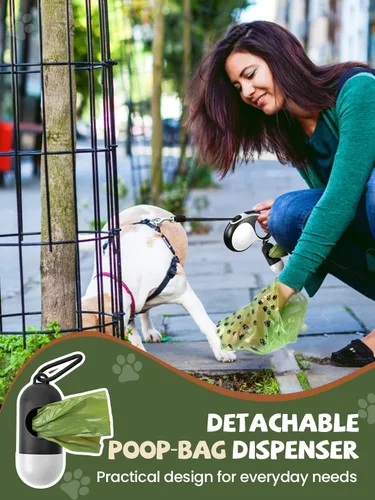 Vista 7 de Correa retráctil para perro con luz LED, correa recargable de 16 pies para perros pequeños y medianos de hasta 66 libras, 360° sin enredos, control