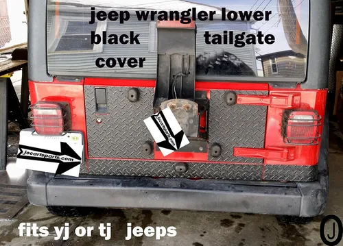 Vista 4 de Se adapta a Jeep Wrangler negro diamante placa inferior trasera cubierta cubierta para Yj o Tj