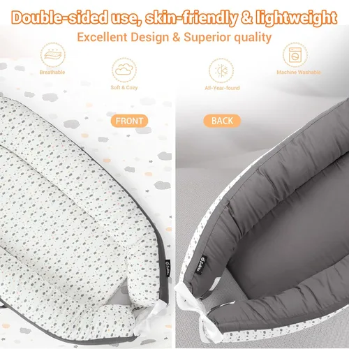 Vista 3 de JOLLITO Tumbona de bebé para niñas y niños, funda para tumbona infantil, artículos esenciales para recién nacidos de 0 a 12 meses, alfombra de juego
