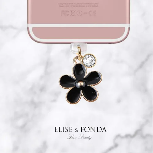 Vista 3 de ELISE & FONDA CP109 Puerto de carga USB Anti polvo Plug Little Lily Flower Colgante Teléfono Charm para iPhone 11/XS MAX/XR/X/8 Plus/7/6S/7/SE iPad