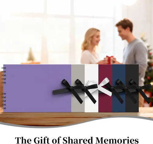 Vista 7 de Vienrose Álbum de recortes de 80 páginas, álbum de fotos de bricolaje con accesorios, libro de recuerdos de papel kraft negro para bodas