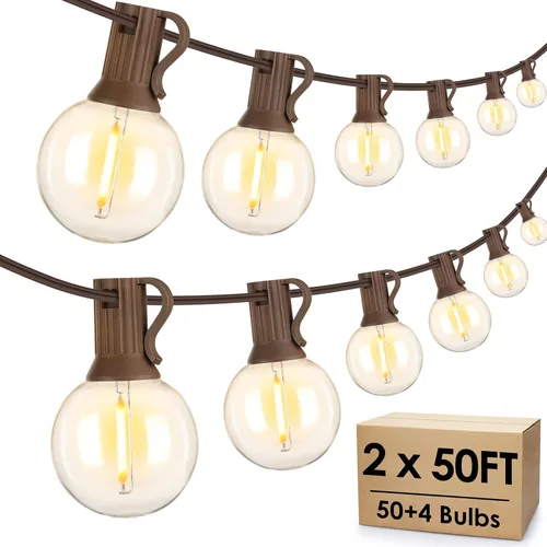 Vista 9 de Mlambert - Cadena de luces para exteriores de 50 pies, luces de globo G40 para patio con 25+2 bombillas LED impermeables y a prueba de roturas