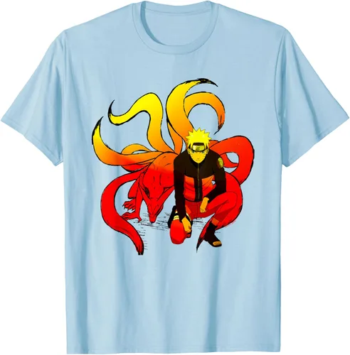 Vista 50 de Naruto Shippuden Naruto and 9 Tails - Camiseta de manga corta Negro