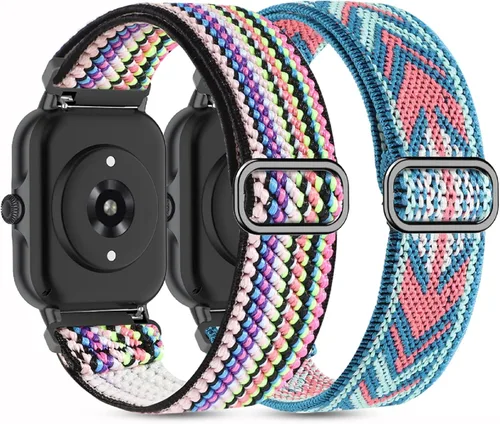 Vista 11 de Paquete de 2 correas elásticas de nailon compatibles con Amazfit Active 2/Active 3 Premium/Active, correas deportivas de repuesto suaves de 0.787