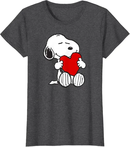 Vista 5 de Peanuts Camiseta de San Valentín Snoopy Hugging Heart, Negro