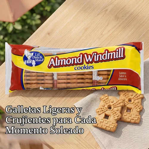 Vista 2 de Lil Dutch Maid Galletas de barra de almendras 9 onzas (paquete de 3) Galletas crujientes con sabor a pan de jengibre con forma de molino