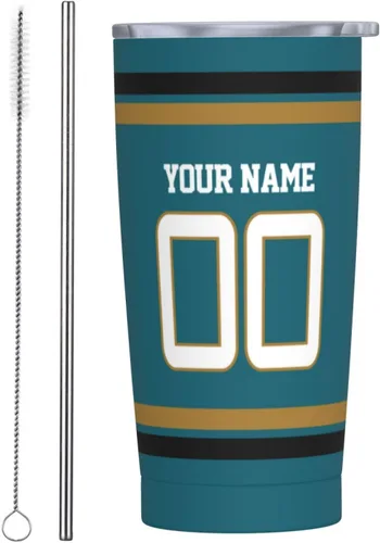 Vista 31 de Arizona - Vaso aislado personalizado con número de nombre, vasos de fútbol personalizados con pajita, taza de viaje personalizada para café, regalos