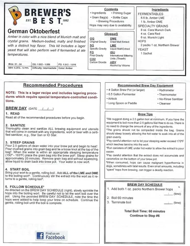 Vista 3 de Brewer's Best Kit de ingredientes de elaboración casera del Oktoberfest alemán
