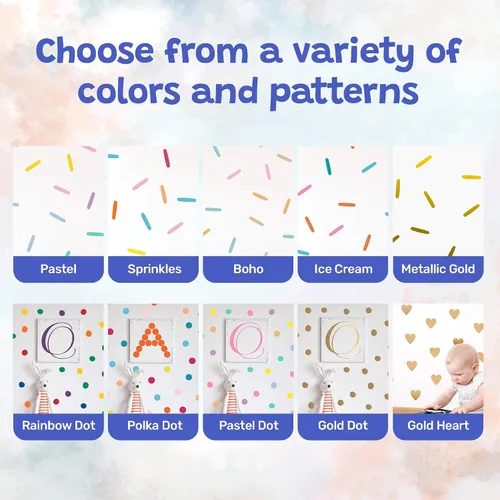 Vista 6 de LucyLews - Calcomanías de pared de confeti pastel, 160 gránulos extraíbles para guardería, habitación de niños y decoración de fiestas, acabado mate