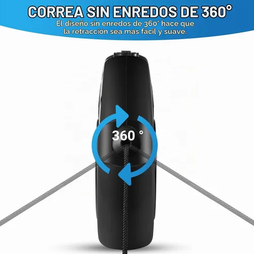 Vista 4 de Correa retráctil para perros de hasta 99 libras sin enredos de 360° Negro