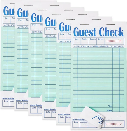 Vista 20 de Libros de cheques de invitados para servidores, bloc de notas de servidor, paquete de 12, papel de color natural, bloc de notas para camarera