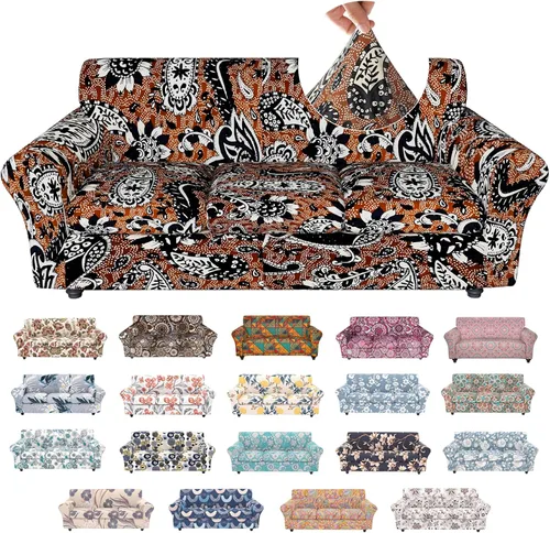 Vista 41 de Fundas elásticas para silla, fundas elásticas para sillón de 2 piezas, fundas de sofá lavables con diseño floral para sillón, protector de muebles
