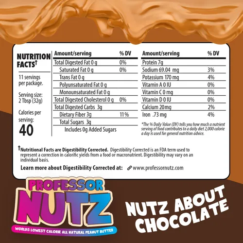 Vista 2 de Professor Nutz Mantequilla de maní orgánica, baja en calorías, mantequilla de nueces, mantequilla de maní natural, fibra natural, maní saludable